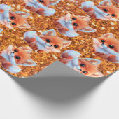 Niedliches Baby-Fuchs-Muster Gold-Glitzer Geschenkpapier (Ecke)