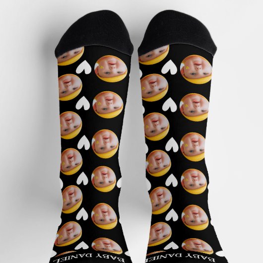 Niedliches Baby-Gesicht Neue Vater-Foto Socken (Oben)