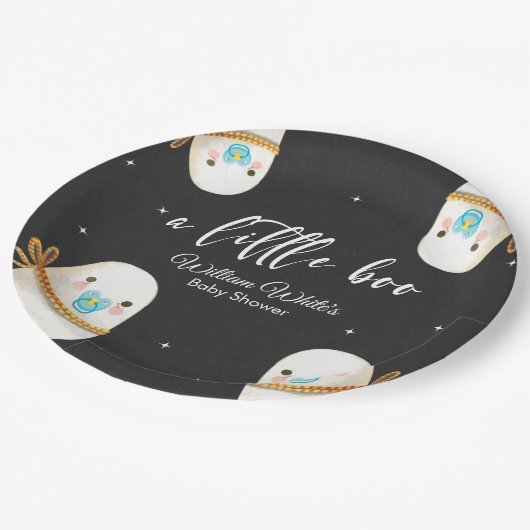 Niedliches Baby Ghost Halloween Herbstpapier Platt Pappteller (Schrägansicht)