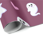 Niedliches Baby Ghost & Pink Herzmuster Spooky Fun Geschenkpapier (Rolleneckpunkt)
