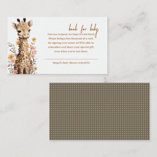 Niedliches Baby-Giraffbuch für Kinder Begleitkarte (Vorne/Hinten)