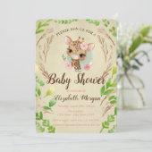 Niedliches Baby Giraffe, Blätter Einladung (Stehend Vorderseite)