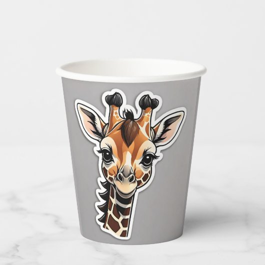 Niedliches Baby Giraffe-Gesicht Pappbecher (Vorderseite)