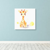 Niedliches Baby Giraffe Gestrickte Canvas Print Leinwanddruck (Insitu (Holzboden))