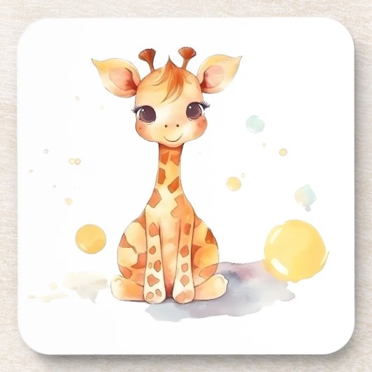 Niedliches Baby Giraffe Hard Plastic Untersetzer (Vorderseite)