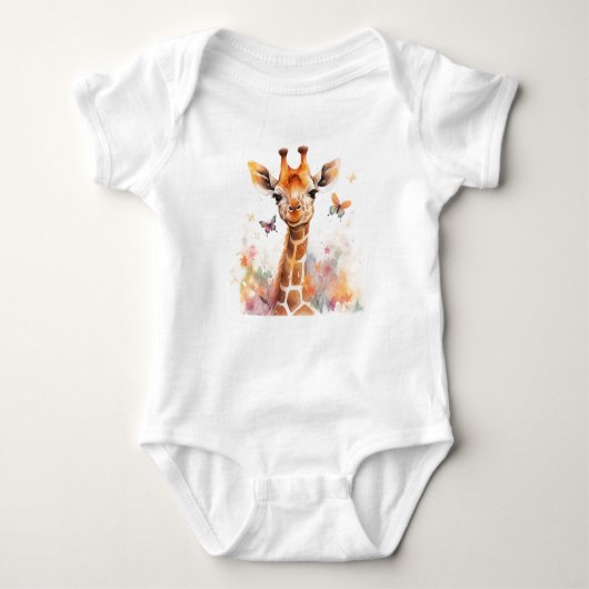 Niedliches Baby GIraffe Head, Zoo Animals, Safari Baby Strampler (Vorderseite)