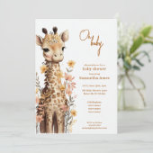 Niedliches Baby-Giraffe Kinderdusche Einladung (Stehend Vorderseite)