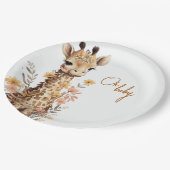 Niedliches Baby-Giraffe Kinderdusche Pappteller (Schrägansicht)