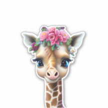 Niedliches Baby Giraffe mit Blume und Holly