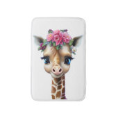 Niedliches Baby Giraffe mit Blume und Holly Badematte (Vorderseite Vertikal)
