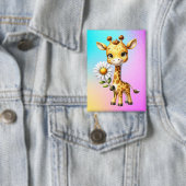 Niedliches Baby Giraffe mit Daisy Blume-88681 Button (Insitu)