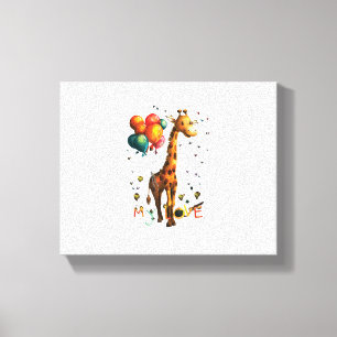 Niedliches Baby Giraffe mit farbenfrohen Balloons  Leinwanddruck