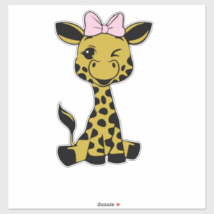 niedliches Baby Giraffe mit rosa Bogen Aufkleber