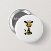 niedliches Baby Giraffe mit rosa Bogen Button (Vorne & Hinten)