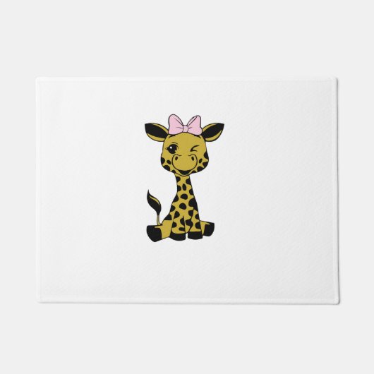 niedliches Baby Giraffe mit rosa Bogen Fußmatte (Vorderseite)