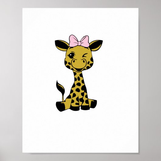 niedliches Baby Giraffe mit rosa Bogen Poster (Vorne)