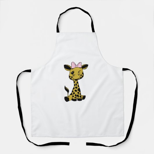 niedliches Baby Giraffe mit rosa Bogen Schürze (Vorderseite)