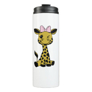 niedliches Baby Giraffe mit rosa Bogen Thermosbecher