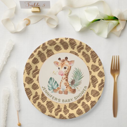 Niedliches Baby Giraffe Safari Animal Print Pappteller (Hochzeit)