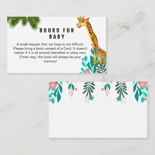 Niedliches Baby Giraffe Safari Bücher Anfrage für Begleitkarte (Vorne/Hinten)