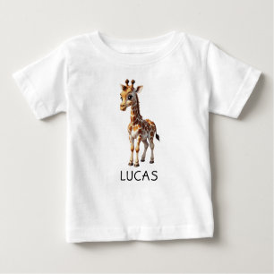 Niedliches Baby Giraffe Tierkids personalisieren Baby T-shirt
