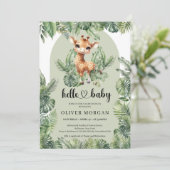 Niedliches Baby Giraffe Tropenfarben Einladung (Stehend Vorderseite)