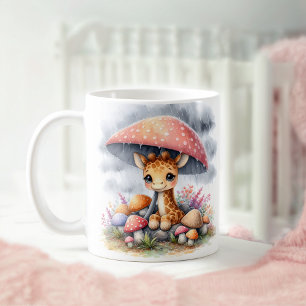 Niedliches Baby Giraffe unter Mushroom-Schirm Kaffeetasse