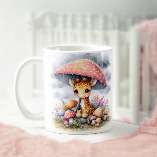 Niedliches Baby Giraffe unter Mushroom-Schirm Kaffeetasse
