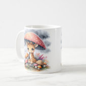 Niedliches Baby Giraffe unter Mushroom-Schirm Kaffeetasse (Vorderseite Links)