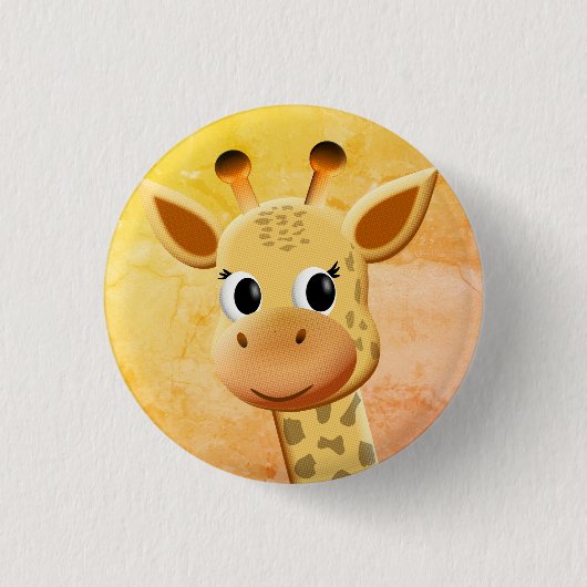 Niedliches Baby Giraffe Zeichnend Button (Vorderseite)