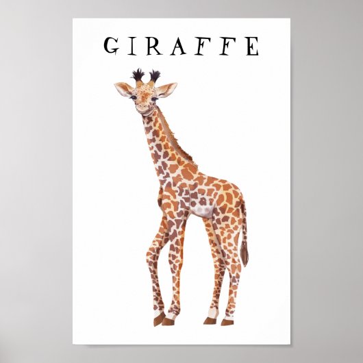 Niedliches Baby Giraffe Zeichnend Kinderplakat Poster (Vorne)