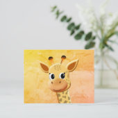 Niedliches Baby Giraffe Zeichnend Postkarte (Stehend Vorderseite)