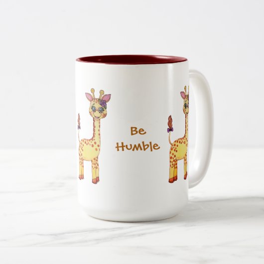 Niedliches Baby-Giraffe Zweifarbige Tasse (VorderseiteRechts)