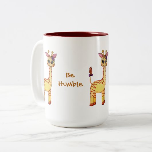 Niedliches Baby-Giraffe Zweifarbige Tasse (Vorderseite Links)