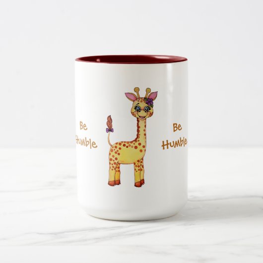 Niedliches Baby-Giraffe Zweifarbige Tasse (Mittel)