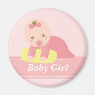 Niedliches Baby Girl Crawling mit Kissen Magnet