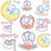Niedliches Baby Girl Elephants Set 9 Vinyl Aufkleber (Vorderseite)