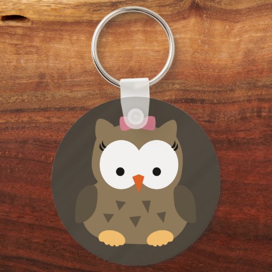 Niedliches Baby-Girl-Eule mit rosa Bow Schlüsselanhänger (Vorderseite)