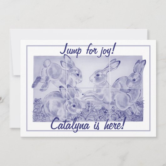 Niedliches Baby Girl oder Boy Bunny Art Personalis Ankündigung (Vorderseite)