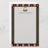 Niedliches Baby Girl Owl mit rosa Bow Briefpapier (Vorne/Hinten)