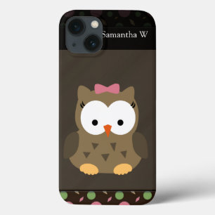 Niedliches Baby Girl Owl, Rosa/Grün/Braun Case-Mate iPhone Hülle