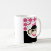 Niedliches Baby Girl Sock Affe Pink Black Raute Kaffeetasse (VorderseiteRechts)