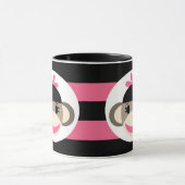 Niedliches Baby Girl Sock Affe Schwarz Rosa Streif Tasse (Zentrum)