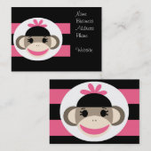 Niedliches Baby Girl Sock Affe Schwarz Rosa Streif Visitenkarte (Vorne/Hinten)