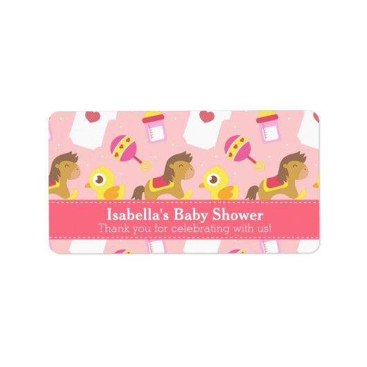 Niedliches Baby-Girl-Spielzeug, Baby-Dusche Gastge Adressaufkleber (Vorne)