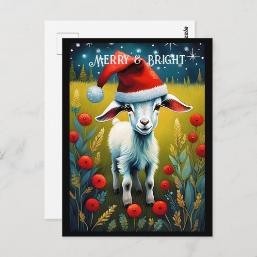 Niedliches Baby Goat Kid Meadow Weihnachtsfest Postkarte (Vorne/Hinten)