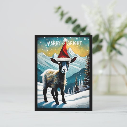 Niedliches Baby Goat Kind Weihnachtsfest Postkarte (Stehend Vorderseite)