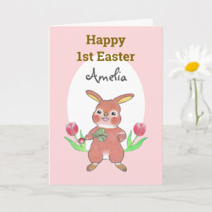 Niedliches Baby Happy 1. Ostergeklappte Karte
