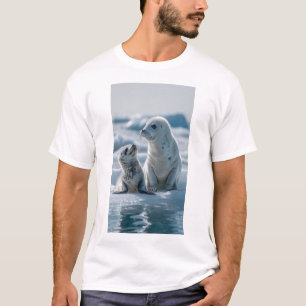 Niedliches Baby Harp Siegel und Mama Klapping 3D R T-Shirt