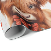 Niedliches Baby Highland Cow Valentine Herzmuster  Geschenkpapier (Rolleneckpunkt)
